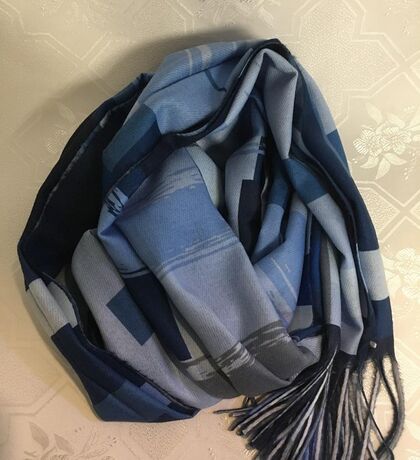 Палантин Cashmere Абстракция синий