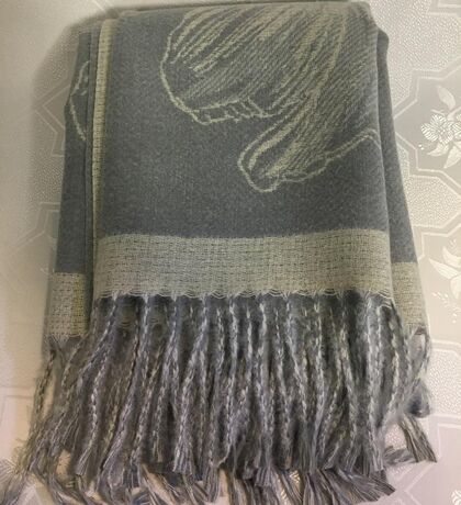Палантин CASHMERE Цветы св.серый