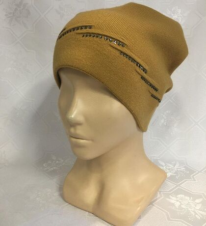 Шапка Cappello Стразы горчица